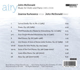 John McDonald: Music for Violin & Piano <BR> BRIDGE 9402