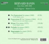 BERNARD RANDS: Piano Music 1960-2010 <BR> BRIDGE 9415